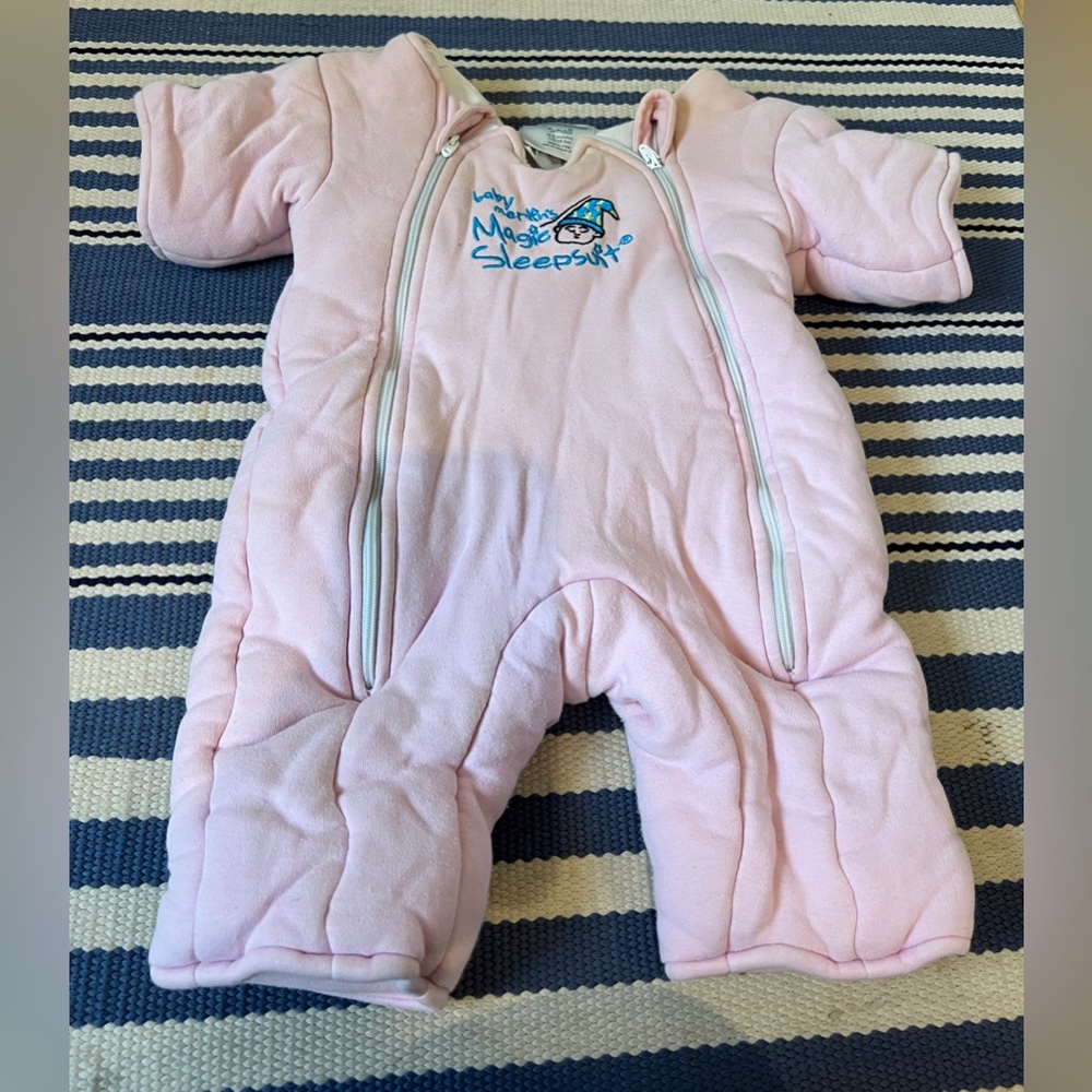 Baby Merlin Magic SleepSuit, pink cotton, size small